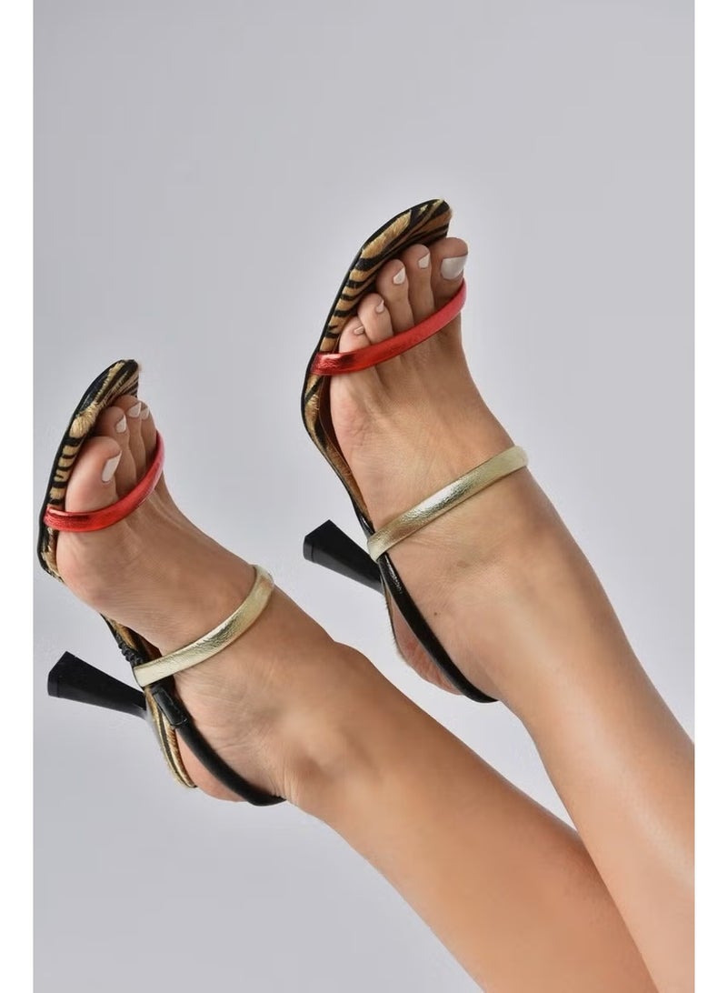 Fox Shoes Red/Gold Three-Stripes Women's Heeled Shoes K404070609 - Image 1